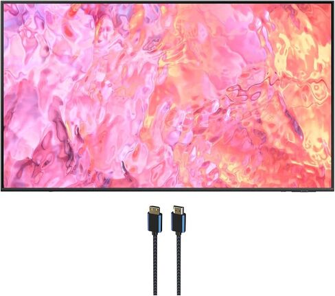 تلفزيون سامسونج QN32Q60CAFXZA 32 بوصة QLED 4K Quantum HDR الذكي مع كابل مجدول 5S-4KHD2-2.5M V-Series 2.5m Premium 4K HDR HDMI (2023) in Saudi Arabia