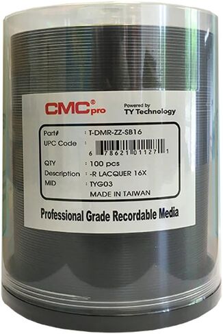 CMC Pro - Powered by TY Technology 16x 4.7GB DVD-R Silver Thermal in Cake Box - 100 Pack in Saudi Arabia