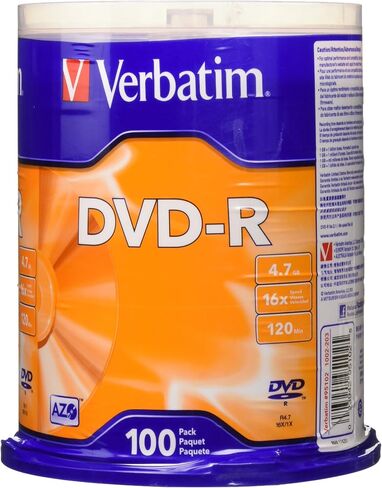 Verbatim® DVD-R Recordable Disc DISC,DVD-R,4.7GB,100PK,SR (Pack of 2) in Saudi Arabia