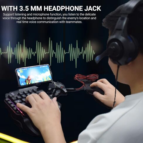 محول لوحة مفاتيح وماوس arVin للهاتف/الكمبيوتر اللوحي الذي يعمل بنظام Android، محول ماوس لوحة مفاتيح الألعاب المحمولة مع أوضاع مزدوجة سلكية/لاسلكية، مقبس سماعة رأس 3.5 مم، تشغيل جميع الألعاب لـ PUBG، Call of Duty، Free Fire in Kuwait