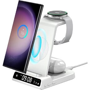 Wireless Charger for Samsung S25 with Clock 3 in 1 Android Charging Station in Kuwait