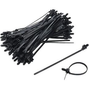 Push Mount Zip Ties 50Pcs, Heavy Duty Black Wire Zips Tie Mounts, 2 in 1 Nylon Self Locking Push Mount Cable Zip Tie for Engine Bay Wire Harness, Indoor Wires Tying (8.3"x0.2") in Kuwait