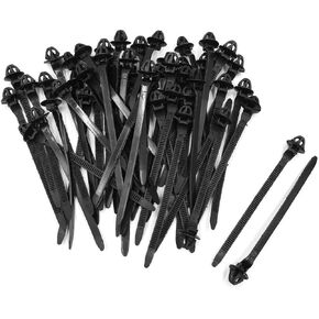 Push Mount Zip Ties 50Pcs, Heavy Duty Black Wire Zips Tie Mounts, 2 in 1 Nylon Self Locking Push Mount Cable Zip Tie for Engine Bay Wire Harness, Indoor Wires Tying (8.3"x0.2") in Saudi Arabia