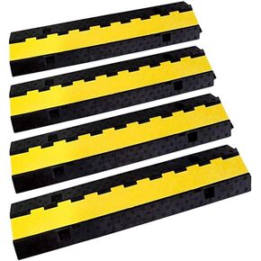Rubber Cable Ramp Cord Cover Cable Protector Ramps Wire Hose Protective 22000Lbs Load Capacity Traffic 2 Channel Speed Bump for Asphalt Concrete Gravel Driveway Indoor Outdoor, 3 Packs in Saudi Arabia