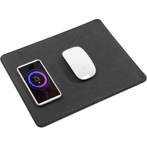 Wireless Charging Mouse Pad Firelison 2 in 1 Leather Multifunctional Office Desk Pad with Non-Slip Rubber Base, Waterproof Desk pad for Computers/Office/Work/Home/Decor（ 36" x 17"Grey - R） in Saudi Arabia