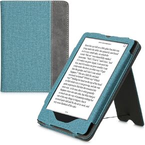 غطاء kwmobile متوافق مع Amazon Kindle Paperwhite 11. غطاء الجيل 2021 - حافظة من الجلد الصناعي/الجلد السويدي مع حامل - برتقالي/رمادي داكن