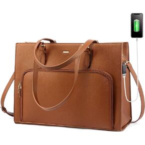 LOVEVOOK Laptop Bag for Women 15.6 inch Waterproof Work Tote Bag Briefcase with USB Charging Port PU Leather Computer Handbag Shoulder Bag Large Professional Teacher Bag for Travel Business School