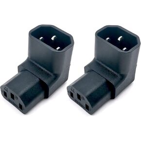 CableOrigin IEC ذكر C14 إلى 90 درجة أسفل الزاوية اليمنى IEC أنثى C13 محول تمديد الطاقة (أسود أسفل الزاوية 2-حزمة)