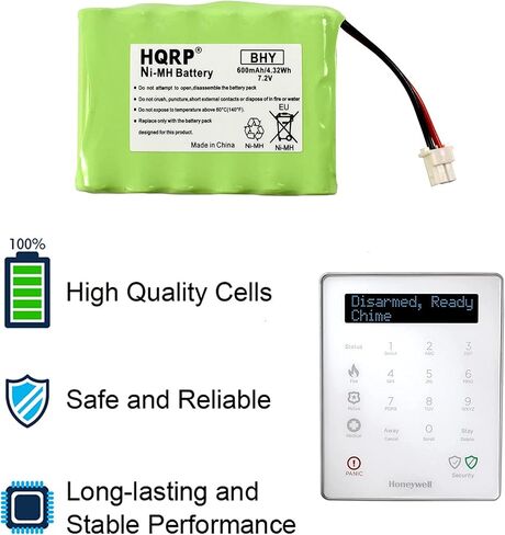 بطارية HQRP 2 حزمة 7.2 فولت متوافقة مع لوحة مفاتيح Honeywell Intrusion 300-06868 TSS، 8DLLKP500 8DLTSSCBASE1 8DLWLTP100 WLTP100 LKP500 Lyric Smart Peripheral Wireless Keypad TouchPad ADT in Kuwait