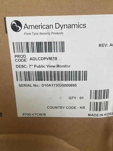 American Dynamics 7" Public View Monitor ADLCDPVM7B w/Camera Nib P700-VT W/B in Saudi Arabia