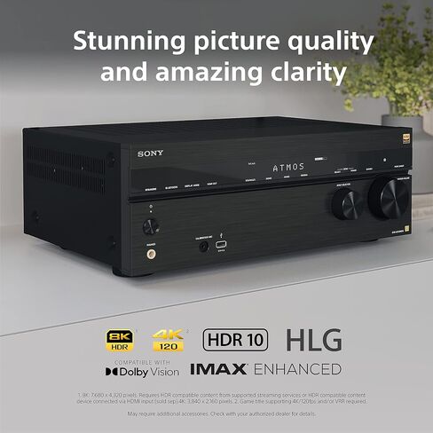 Sony STR-AN1000 7.2 CH Surround Sound Home Theater 8K A/V Receiver: Dolby Atmos, DTS:X, Digital Cinema Auto Calibration IX, Bluetooth, WiFi, Google Chromecast, Spotify connect, Apple AirPlay, HDMI 2.1 in Saudi Arabia