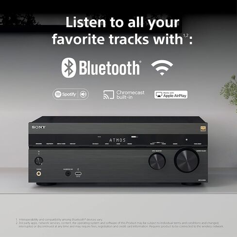 Sony STR-AN1000 7.2 CH Surround Sound Home Theater 8K A/V Receiver: Dolby Atmos, DTS:X, Digital Cinema Auto Calibration IX, Bluetooth, WiFi, Google Chromecast, Spotify connect, Apple AirPlay, HDMI 2.1 in Saudi Arabia