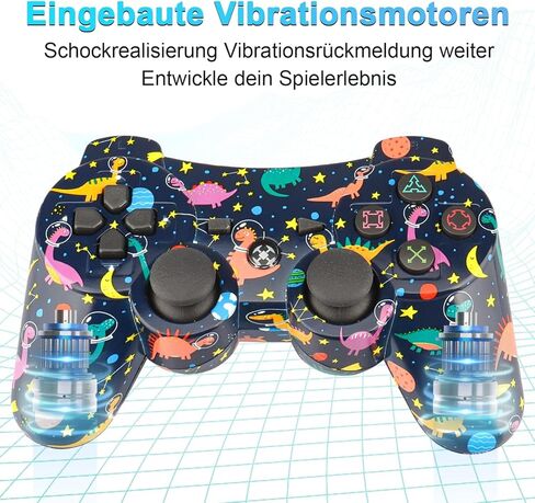 BELOPERA 2 Pack PS3 Controller، Cool Blue PS3 Controller Wireless for PlayStation 3 مع 2 كابلات USB، أجهزة التحكم عن بعد البديلة تعمل لوحدة تحكم PS3 مع عصا التحكم المحدثة in Kuwait