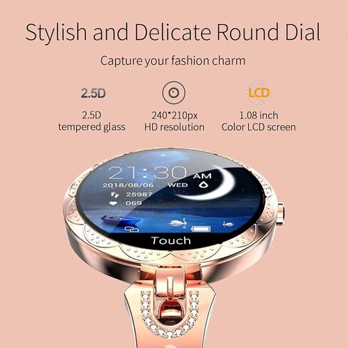 Smartwatch for Women Compatible for iPhone Samsung Android iOS Phones. Smart Bracelet with Female Menstrual Cycle Heart Rate Blood Pressure Remote Photography Waterproof Pedometer (Blue) in Saudi Arabia