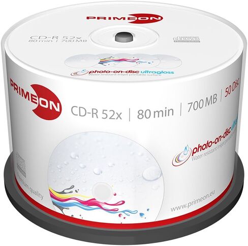 BD-R 25GB/2-10x Cakebox (10 Disc), Photo-on-disc ultragloss Surface, Water Resistant Inkjet Fullsize Printable in Saudi Arabia