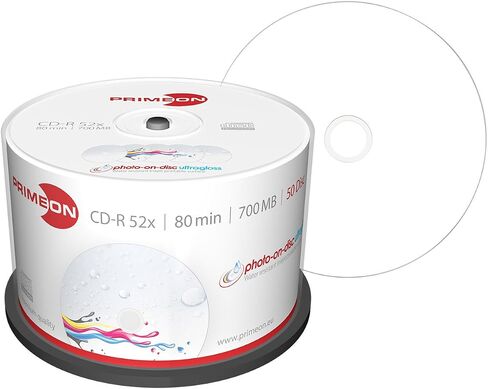 BD-R 25GB/2-10x Cakebox (10 Disc), Photo-on-disc ultragloss Surface, Water Resistant Inkjet Fullsize Printable in Saudi Arabia