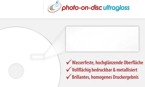 BD-R 25GB/2-10x Cakebox (10 Disc), Photo-on-disc ultragloss Surface, Water Resistant Inkjet Fullsize Printable in Saudi Arabia