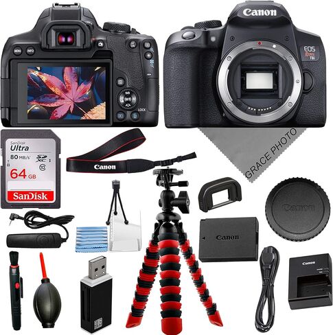 Canon Rebel T8i Body Bundle: Includes Sturdy Tripod, 64GB Memory Card, USB Reader + More in Saudi Arabia