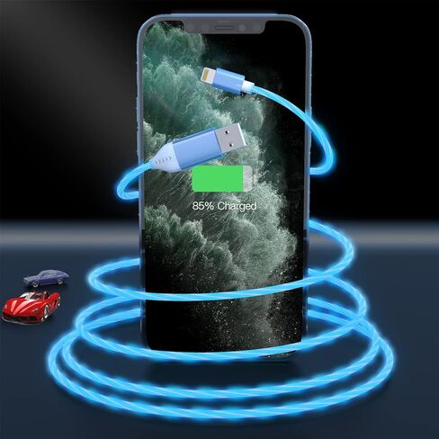 كابل شحن الهاتف 3 في 1 متعدد USB عالمي متدفق بإضاءة LED، Lightning+Type C+Micro USB متوهج سلك موصل شاحن لهاتف iPhone 14/13/12 Pro Max/XR/XS/8 7/SE، iPad/LG/ سامسونج/بكسل (4FT أخضر) in Kuwait