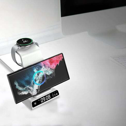 Wireless Charger for Samsung S25 with Clock 3 in 1 Android Charging Station in Kuwait