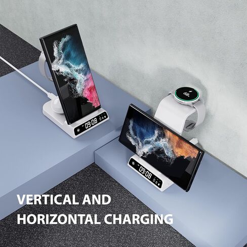 Wireless Charger for Samsung S25 with Clock 3 in 1 Android Charging Station in Kuwait