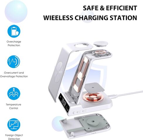 Wireless Charger for Samsung S25 with Clock 3 in 1 Android Charging Station in Kuwait