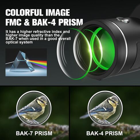 JiaSifu 40x60 High Definition Monocular Telescope with Smartphone Adapter, BAK4 Prism FMC Monocular with Clear Low Light Vision for Wildlife Hunting Camping Travelling（LD006-ZZ-011） in Saudi Arabia