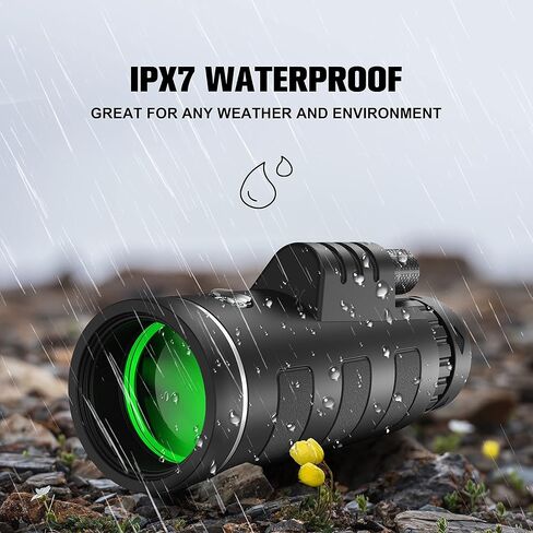 JiaSifu 40x60 High Definition Monocular Telescope with Smartphone Adapter, BAK4 Prism FMC Monocular with Clear Low Light Vision for Wildlife Hunting Camping Travelling（LD006-ZZ-020） in Saudi Arabia