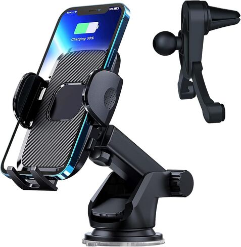 حامل هاتف السيارة من Suruid، حامل الهاتف الخلوي لفتحة تهوية الزجاج الأمامي للوحة قيادة السيارة، حامل هاتف قابل للتعديل للسيارة متوافق مع iPhone Samsung Android وجميع الهواتف الذكية والسيارات in Kuwait