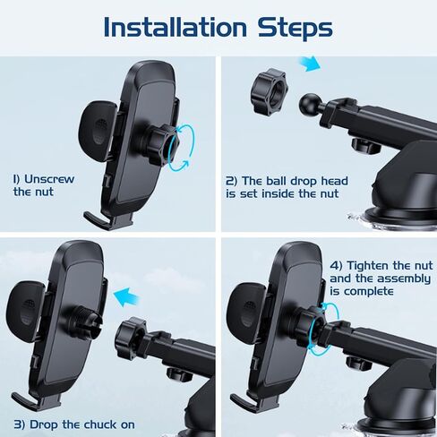 حامل هاتف السيارة من Suruid، حامل الهاتف الخلوي لفتحة تهوية الزجاج الأمامي للوحة قيادة السيارة، حامل هاتف قابل للتعديل للسيارة متوافق مع iPhone Samsung Android وجميع الهواتف الذكية والسيارات in Kuwait