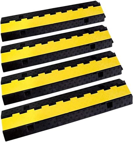 Rubber Cable Ramp Cord Cover Cable Protector Ramps Wire Hose Protective 22000Lbs Load Capacity Traffic 2 Channel Speed Bump for Asphalt Concrete Gravel Driveway Indoor Outdoor, 3 Packs in Kuwait