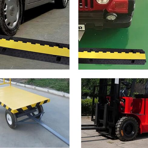 Rubber Cable Ramp Cord Cover Cable Protector Ramps Wire Hose Protective 22000Lbs Load Capacity Traffic 2 Channel Speed Bump for Asphalt Concrete Gravel Driveway Indoor Outdoor, 3 Packs in Kuwait