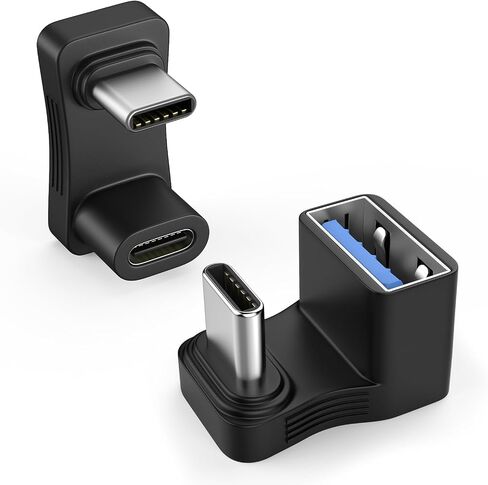 MoKo 180 Degree USB C Adapter 2 Pack, U Shape USB-C Male to USB-C Female Adapter with PD 140W Fast Charging, USB C Angle Adapter Connector for Steam Deck, Switch, Laptop, Tablet, Phone in Kuwait