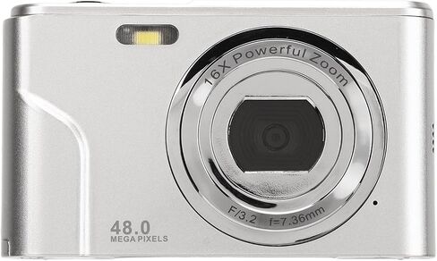 Digital Camera, 1080P 2.4 Inch Display Mini Compact Camera with 16X Zoom, Portable and Rechargeable Video Camera for Adults, Students, Kids, Travel (Space Silver) in Kuwait