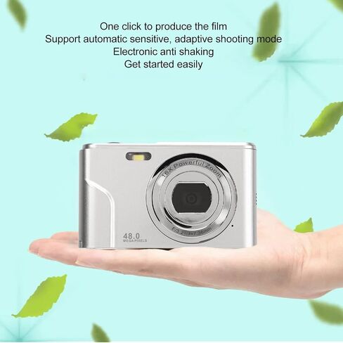 Digital Camera, 1080P 2.4 Inch Display Mini Compact Camera with 16X Zoom, Portable and Rechargeable Video Camera for Adults, Students, Kids, Travel (Space Silver) in Kuwait