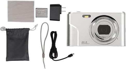 Digital Camera, 1080P 2.4 Inch Display Mini Compact Camera with 16X Zoom, Portable and Rechargeable Video Camera for Adults, Students, Kids, Travel (Space Silver) in Kuwait