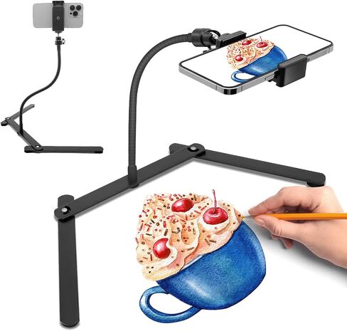 LimoStudio Table Top Smartphone, Cellphone Holder Stand, 17 inch Height & Adjustable, Mini Ball Head Angle Control, Stable Base with Efficient Space Use Between Legs, Multi Purpose Tabletop, AGG2934 in Saudi Arabia