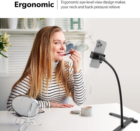 LimoStudio Table Top Smartphone, Cellphone Holder Stand, 17 inch Height & Adjustable, Mini Ball Head Angle Control, Stable Base with Efficient Space Use Between Legs, Multi Purpose Tabletop, AGG2934 in Saudi Arabia