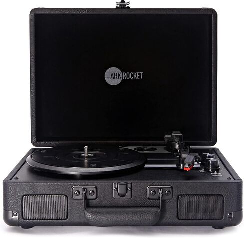Arkrocket Curiosity Suitcase Bluetooth Turntable Vintage 3-Speed Record Player with Built-in Speakers Upgraded Turntable Audio Sound (Black/Red) in Kuwait