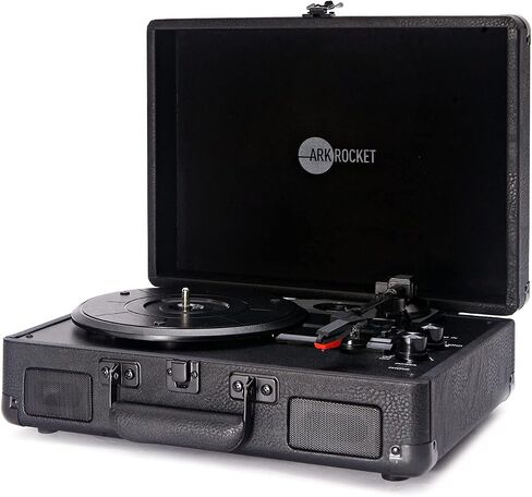 Arkrocket Curiosity Suitcase Bluetooth Turntable Vintage 3-Speed Record Player with Built-in Speakers Upgraded Turntable Audio Sound (Black/Red) in Kuwait