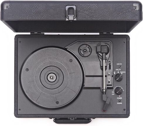 Arkrocket Curiosity Suitcase Bluetooth Turntable Vintage 3-Speed Record Player with Built-in Speakers Upgraded Turntable Audio Sound (Black/Red) in Kuwait