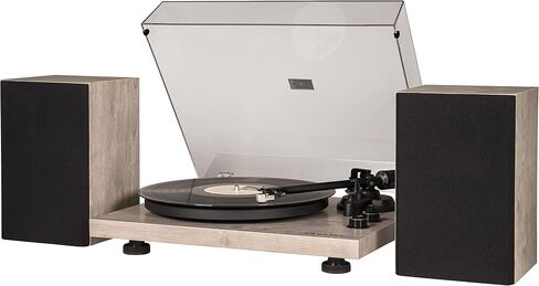 Crosley C62C-WA Record Player with Speakers, Walnut | 2-Speed Turntable, ATN3600L Audio-Technica Cartridge, Standard 1/2" Mount, Bluetooth In, Matching External Speakers in Kuwait
