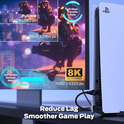 كابل Monster 8Ft فائق السرعة Cobalt 2.1 HDMI الإلكتروني - 48 جيجابت في الثانية مع eARC، 8K عند 60 هرتز للحصول على جودة صوت فيديو فائقة لأجهزة Playstation PS5 وXbox Series X وRoku وApple والتلفزيون الذكي in Kuwait
