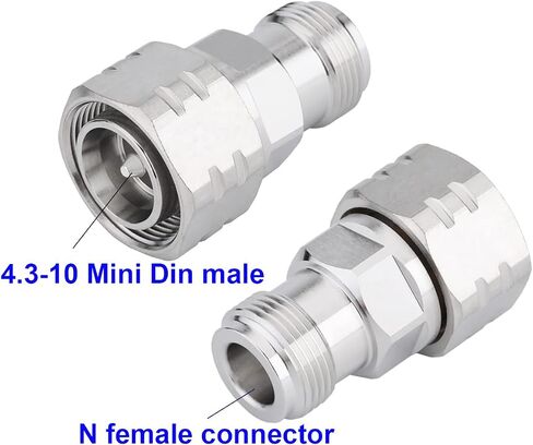 RFetomax 4.3/10 Mini DIN موصل ذكر التوصيل إلى N ذكر محول القابس 4.3-10 Mini DIN ذكر إلى N ذكر Aadptor (4.3/10 ذكر إلى N ذكر حزمة 2) in Kuwait