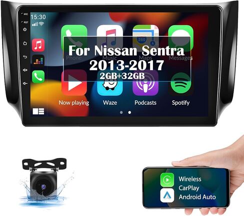 for Nissan Sentra 2013-2017 Radio with Wireless CarPlay Android Auto 2G+32G Android 11 Car Stereo10.1 Inch Touchscreen Bluetooth HiFi GPS Navigation FM Radio WiFi SWC+ AHD Backup Camera in Kuwait