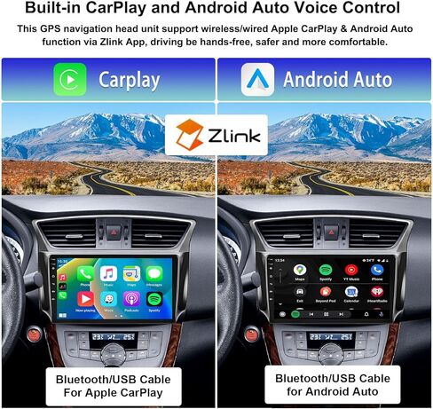 for Nissan Sentra 2013-2017 Radio with Wireless CarPlay Android Auto 2G+32G Android 11 Car Stereo10.1 Inch Touchscreen Bluetooth HiFi GPS Navigation FM Radio WiFi SWC+ AHD Backup Camera in Saudi Arabia