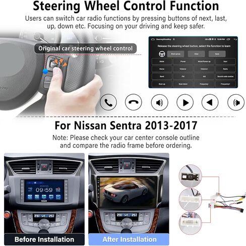 for Nissan Sentra 2013-2017 Radio with Wireless CarPlay Android Auto 2G+32G Android 11 Car Stereo10.1 Inch Touchscreen Bluetooth HiFi GPS Navigation FM Radio WiFi SWC+ AHD Backup Camera in Kuwait