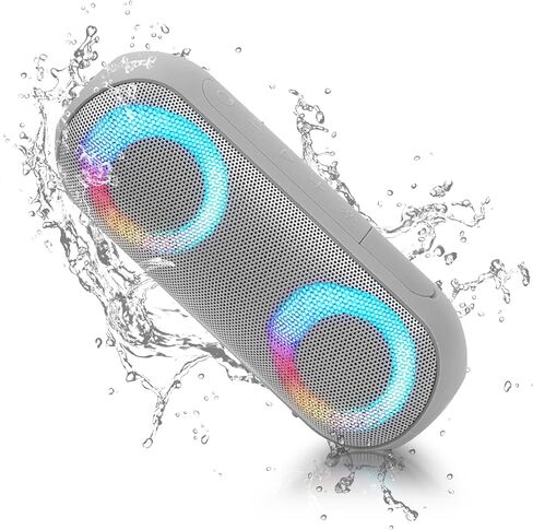 NOTABRICK Bluetooth Speakers, Portable Speakers Bluetooth Wireless(100FT Range) with 30W Loud Stereo Sound, IPX7 Waterproof Shower Speakers, RGB Multi-Colors Rhythm Lights, 1000mins Playtime in Kuwait