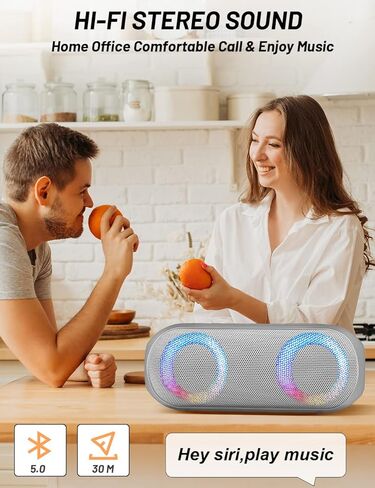 NOTABRICK Bluetooth Speakers, Portable Speakers Bluetooth Wireless(100FT Range) with 30W Loud Stereo Sound, IPX7 Waterproof Shower Speakers, RGB Multi-Colors Rhythm Lights, 1000mins Playtime in Kuwait