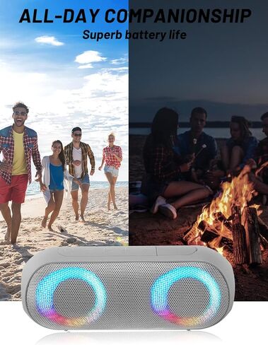 NOTABRICK Bluetooth Speakers, Portable Speakers Bluetooth Wireless(100FT Range) with 30W Loud Stereo Sound, IPX7 Waterproof Shower Speakers, RGB Multi-Colors Rhythm Lights, 1000mins Playtime in Kuwait